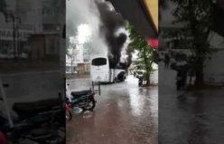Bafra'da Otobüs Yangını