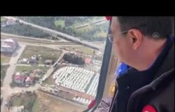 Bakan Dönmez, asrın felaketinden etkilenen İslahiye'yi havadan inceledi