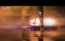 Karabük'te park halindeki otomobil yandı