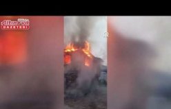 Ladik'te çıkan yangında ahşap ev kullanılmaz hale geldi