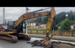 Rize'de şiddetli yağışın ardından hasar tespiti sürdü