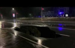 Rize'deki şiddetli yağış nedeniyle Rize Güneysu kara yolunun bir kısmı çöktü