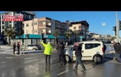 Samsun'da buzlanma trafik kazalarına neden oldu