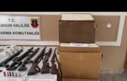 Samsun'da çatı katındaki yatağın altından silah ve mühimmat çıktı