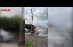 Samsun'da motosikletiyle “teker yakan“ sürücüye 6 bin 498 lira ceza kesildi