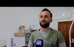 Tramvayın çarptığı köpeğin ezilen ayağı kurtarılmaya çalışılıyor