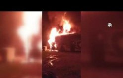 Yolcu otobüsünde çıkan yangın söndürüldü