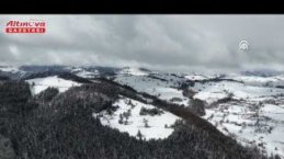 Alaçam'da karla kaplı Kızlan Yaylası dronla görüntülendi