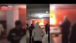 Samsun'da kapalı otoparkta bulunan otomobil yandı