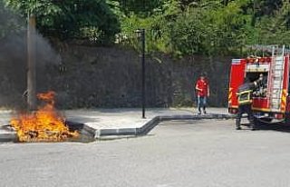 Ereğli'de çöp konteynerı yandı