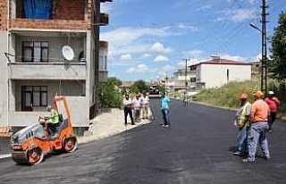 Havza'da sıcak asfalt çalışması