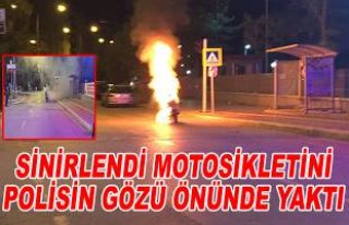 Polise kızan sürücü ateşe verdi