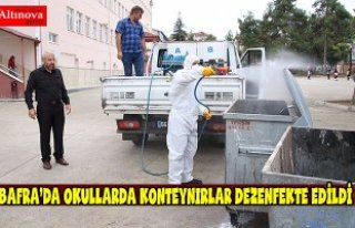 BAFRA’DA OKULLARDA KONTEYNIRLAR DEZENFEKTE EDİLDİ