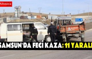 Samsun'da traktörle minibüs çarpıştı: 11...