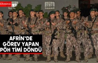 Afrin'de görev yapan PÖH timi döndü