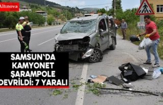 Samsun'da kamyonet şarampole devrildi: 7 yaralı