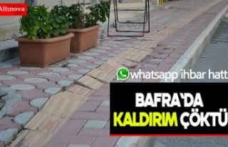 Bafra`da kaldırım çöktü