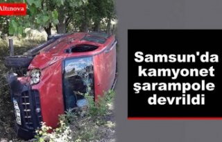 Samsun'da kamyonet şarampole devrildi: 2 yaralı