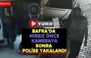 Bafra`da hırsız kameraya yakalandı