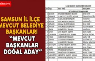 Samsun il, ilçe mevcut belediye başkanları