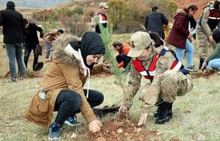 Sevgi Evlerinde kalan çocuklar fidan dikti
