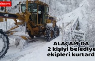 Karda mahsur kalan 2 kişiyi belediye ekipleri kurtardı