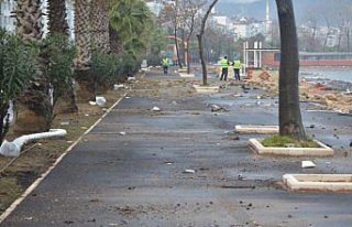 Ordu'da dalgaların taşıdığı taşlar ulaşımı...