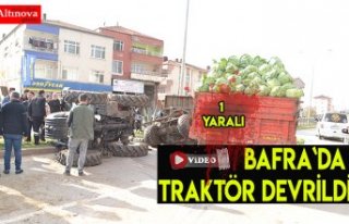 Bafra`da traktör devrildi : 1 yaralı