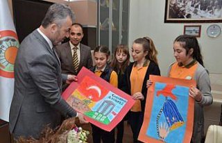 Öğrencilerden Belediye Başkanı Topaloğlu'na ziyaret
