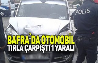 BAFRA`DA OTOMOBİL İLE TIR ÇARPIŞTI: 1 YARALI