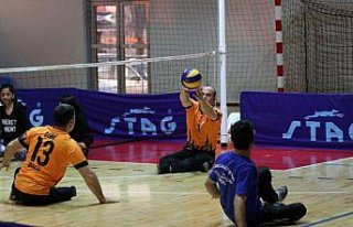 Öğrenciler farkındalık için oturarak voleybol...