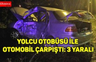 Yolcu otobüsü ile otomobil çarpıştı: 3 yaralı