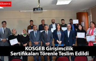 KOSGEB Girişimcilik Sertifikaları Törenle Teslim...