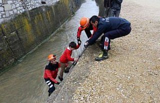 Sulama kanalına düşen çocuğu itfaiye kurtardı