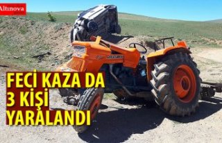  Traktör ile otomobil çarpıştı: 3 yaralı