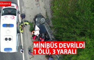 Minibüs devrildi 1 ölü, 3 yaralı