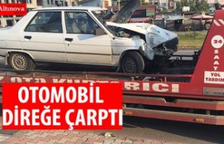 Otomobil direğe çarptı: 1 yaralı
