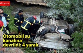 Otomobil su kanalına devrildi: 4 yaralı