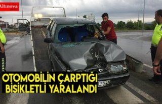 Otomobilin çarptığı bisikletli yaralandı