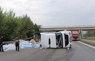 Devrilen tır ulaşımı aksattı