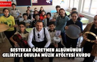 Bestekar öğretmen albümünün geliriyle okulda...