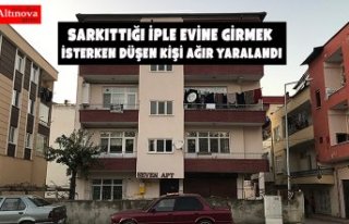 Sarkıttığı iple evine girmek isterken düşen...