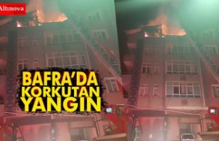 BAFRA'DA GECE SAATLERİNDE KORKUTAN YANGIN
