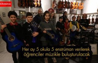 Her ay 5 okula 5 enstrüman verilerek öğrenciler...