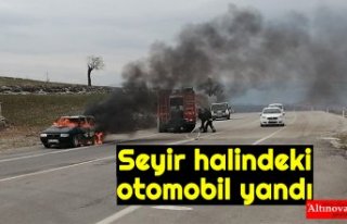 Seyir halindeki otomobil yandı