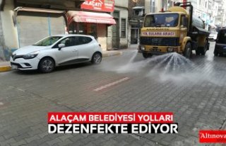 ALAÇAM BELEDİYESİ YOLLARI DEZENFEKTE EDİYOR