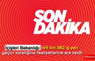 İçişleri Bakanlığı: 149 bin 382 iş yeri geçici...