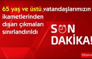 İçişleri Bakanlığı: 65 yaş ve üstü vatandaşlarımızın...