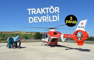 TRAKTÖR DEVRİLDİ: 3 yaralı