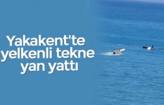 Yakakent'te yelkenli tekne yan yattı